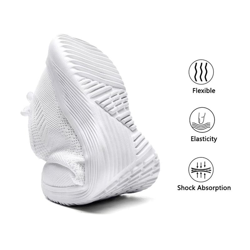 Lamincoa Womens Slip On Walking Shoes Non Slip Casual Road Running Lightweight Mesh Fashion Sneakers for Gym Travel Workout White - Image 4